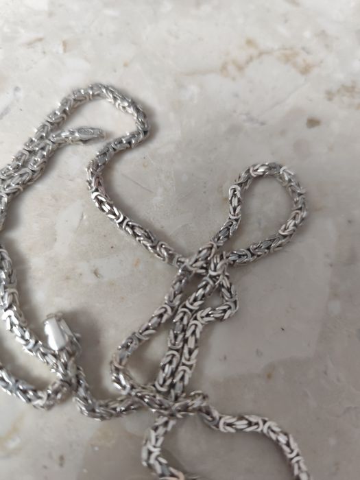 Srebrny łańcuszek splot królewski próba 925
