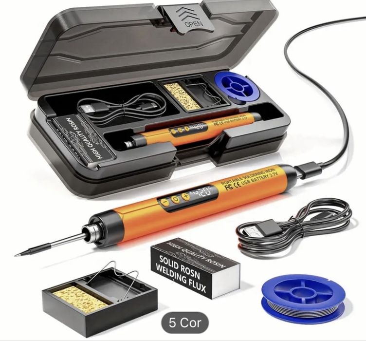 Ferro de Soldar Portátil Digital USB 3.7V - Kit Completo (Novo)