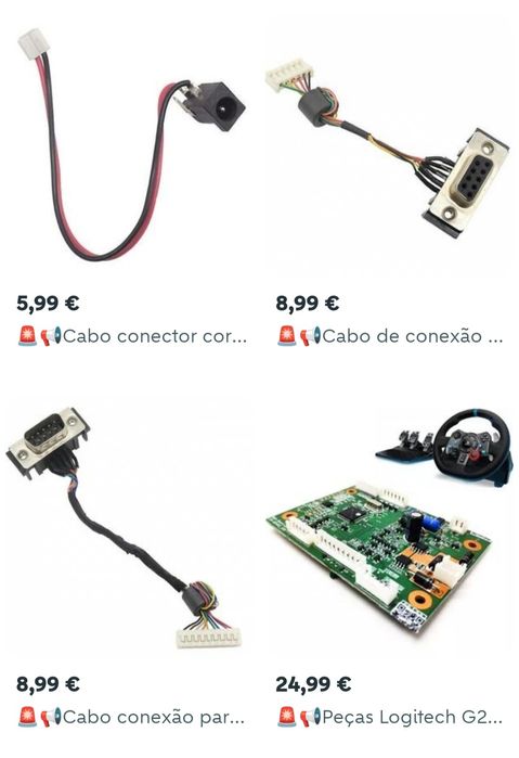 Peças, cabos, conexões, volantes Logitech G25/G27/G29/G920/G923