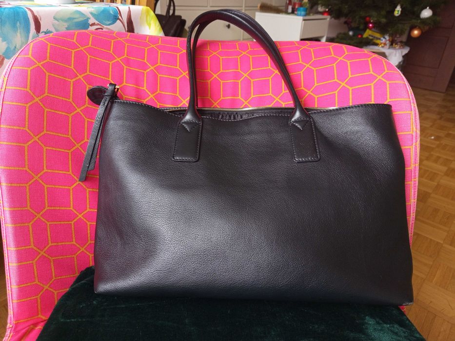 Torebka OCHNIK – skóra naturalna, duża, czarna | Stan bardzo dobry