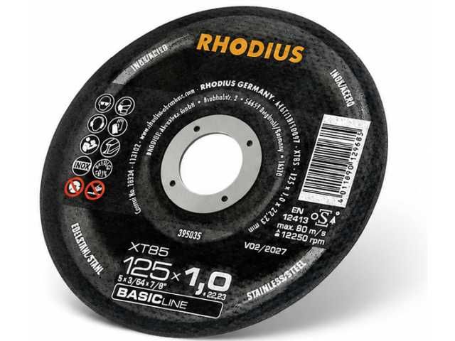 RHODIUS Tarcza tarcze do cięcia metalu stali 125x1,0 BASIC XT85 125 x 1