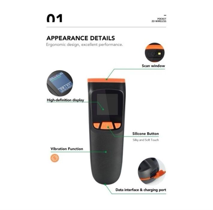 Bezprzewodowy Skaner Kodów Kreskowych Bluetooth z Pamięcią + USB