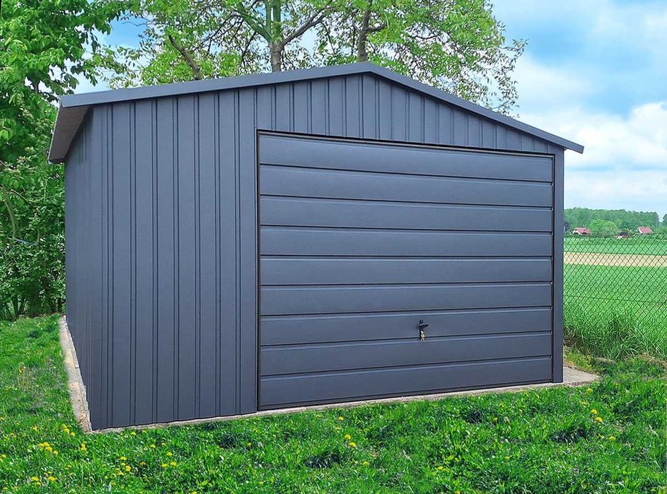 Garaż blaszany 4x5 antracyt dwuspadowy garaże blaszane od producenta