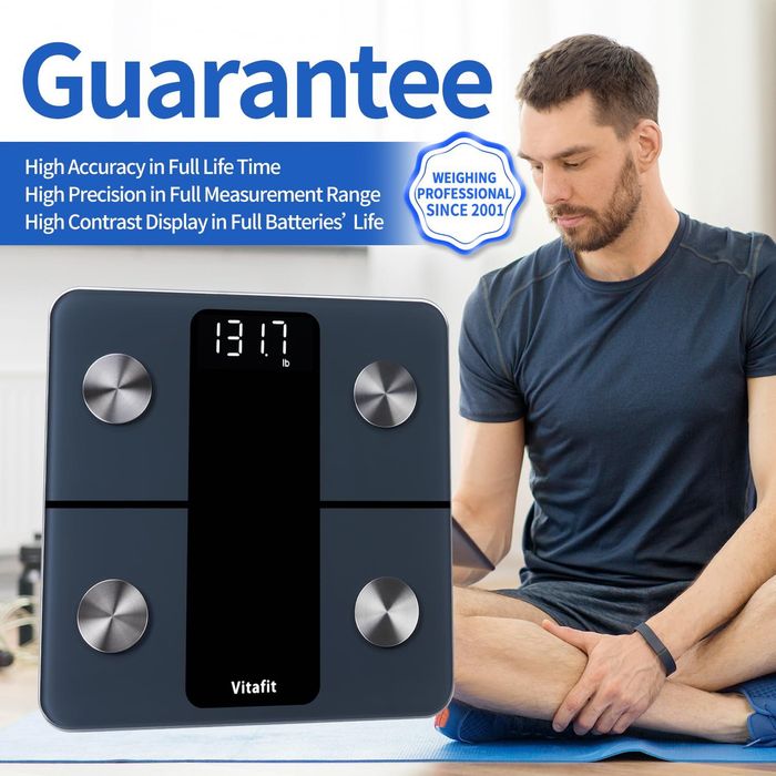 Vitafit Cyfrowa Waga Tłuszczu, Inteligentna Aplikacja, 180 kg, Czarna