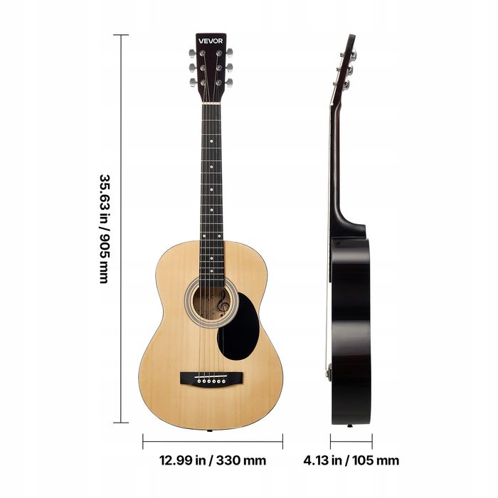 VEVOR gitara akustyczna dreadnought 36 cali zestaw dla początkujących