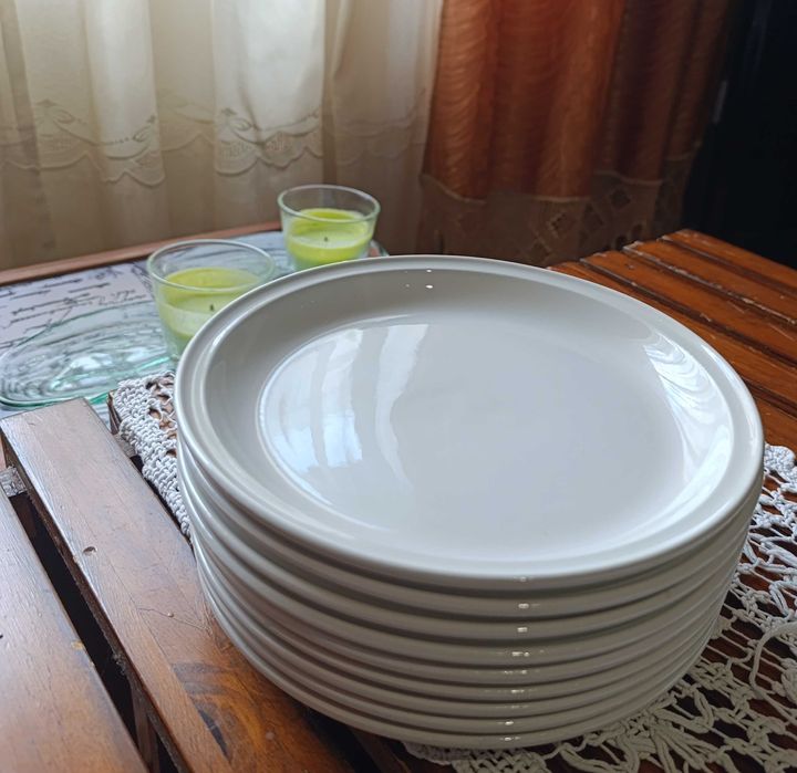 Hotelaria Pratos Cerâmica Diâmetro 20 cm orla alta - 9 unidades Novos