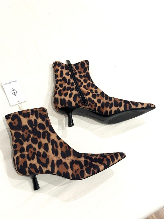 STRADIVARIUS botki na obcasie kitten kaczuszka panterka print NOWE 36