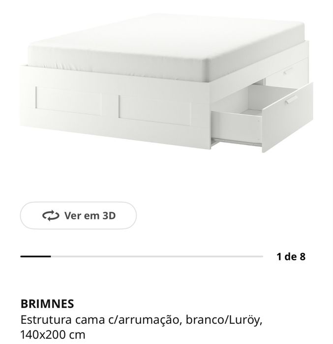 Cama 140x200, estrado e colchão IKEA