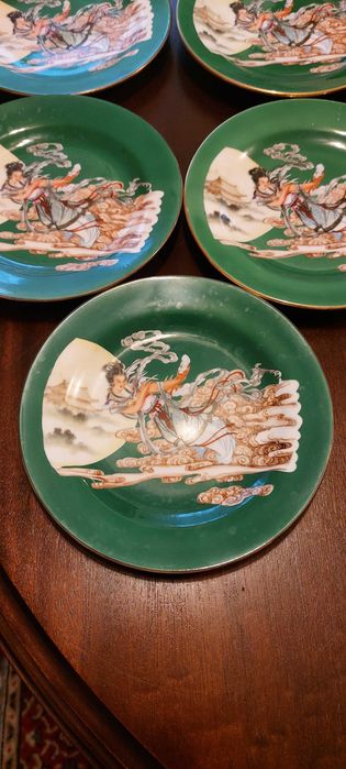 Cknjunto de 5 pratos chineses, Deusa da Lua, grande detalhe