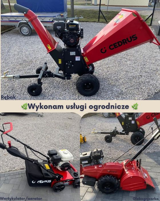 Usługi ogrodnicze glebogryzarką wertykulatorem/aeratorem rębakiem