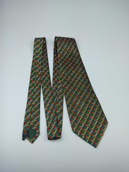 Missoni zielony jedwabny krawat w kratkę mis10