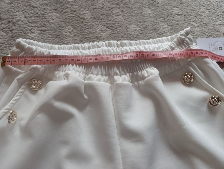 Nowe spodnie szerokie damskie, biel roz uni, M,L,XL