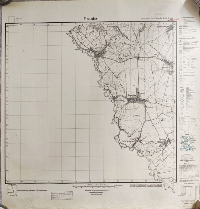 Oryginalna mapa topograficzna 3444 Messtischblatt 3415 „Branitz” 1930r