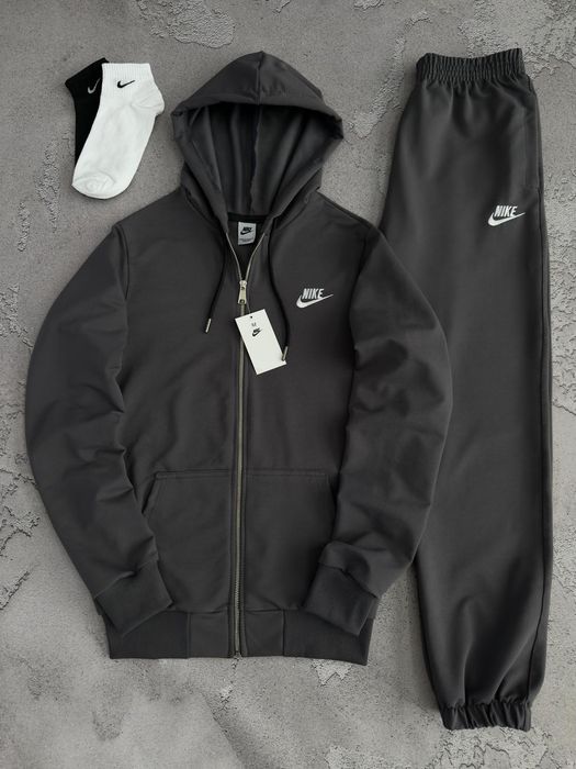 Костюм Спортивний Чоловічий Зіп Худі + Штани Графіт NIKE! Костюм спортивный Мужской Зип Худи Графит + Штаны Графит! Материал Двухнитка! Размеры S-7XL!