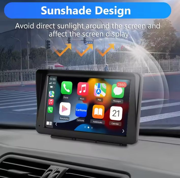 Rádio Universal Portátil Carplay e android auto 7 polegadas BT FM novo