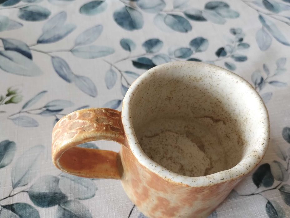 Kubek ceramika rękodzieło pomarańczowy