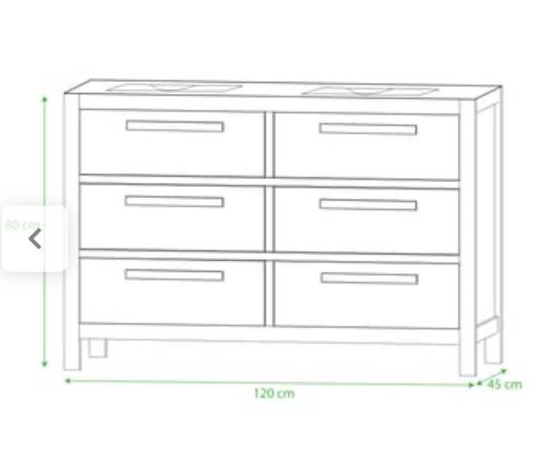 móvel de casa de banho cinza 120cm com 6 gavetas