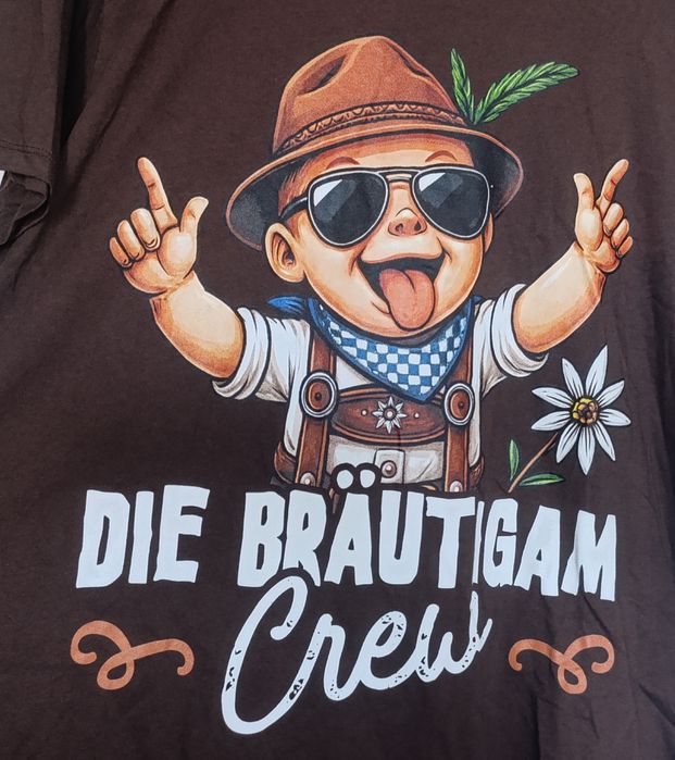 T-shirt koszulka damska brązowa 3XL Die Bräutigam Crew
