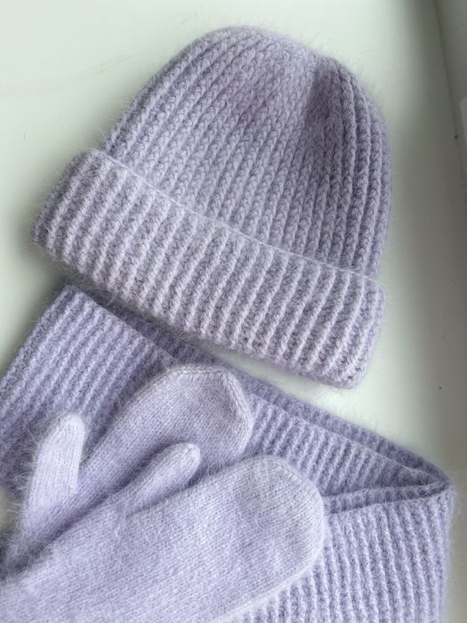 Зимова шапка, рукавички та шарф з пуху норки, ручна робота,