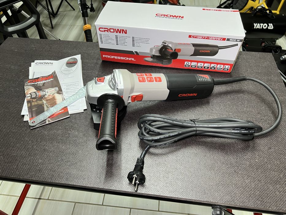 Болгарка CROWN CT13677-125RSV HEAVY DUTY 1500 Вт Регулировка скорости