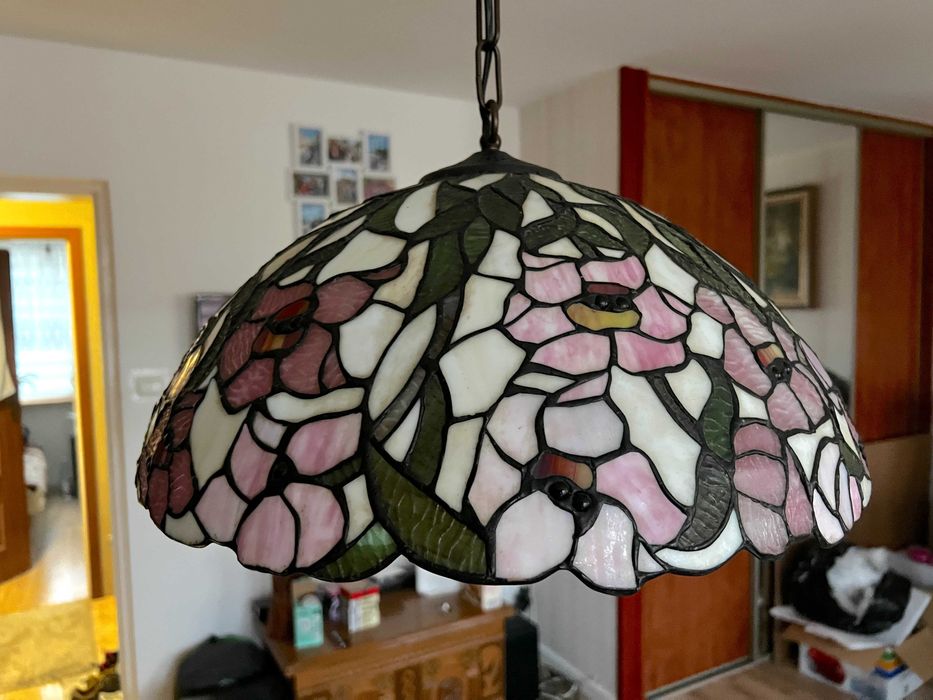 Żyrandol lampa wisząca - Tiffany - witrażowa, kwiaty