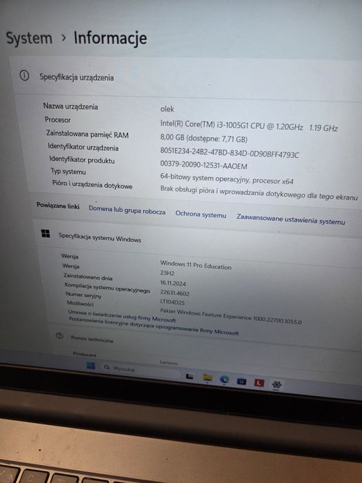 Sprzedam laptop lenovo