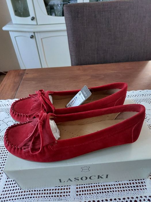 Mokasyny czerwone Lasocki