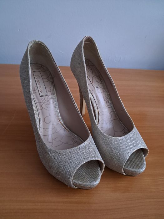 Złote czułenka 39 obcas platforma sylwester