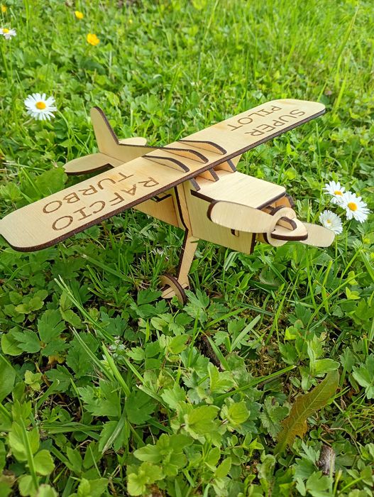 Drewniane Puzzle 3D Samolot + TWÓJ GRAWER Model