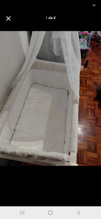 Berço bebe naf naf branco e cinza