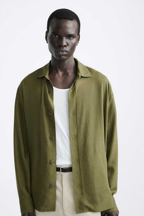 Віскозно-лляна сорочка Zara L-XL