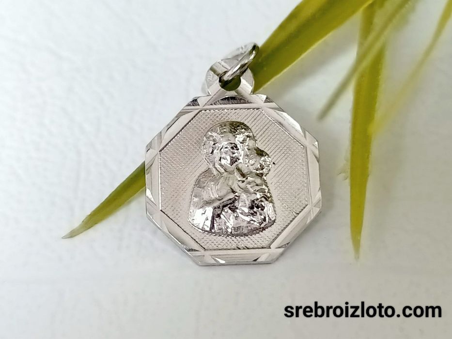Medalik z białego złota próba 585