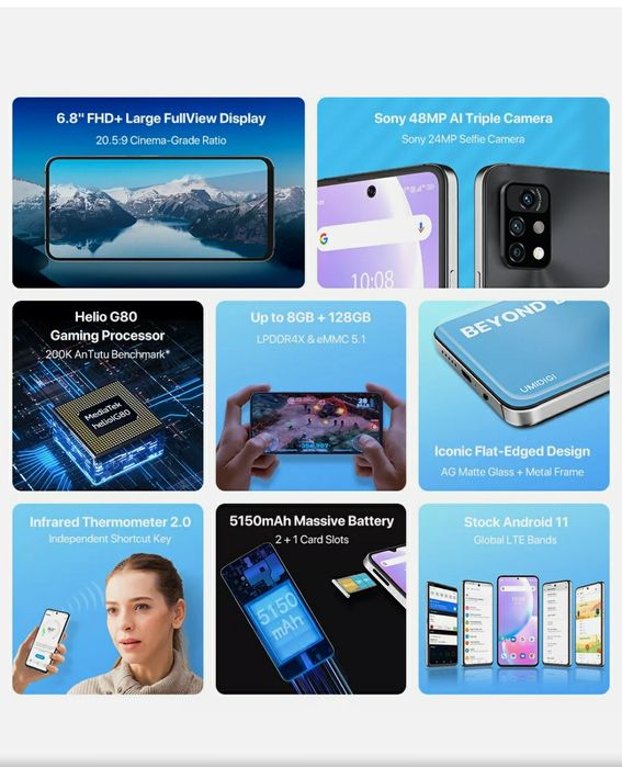Смартфон Umidigi a11 pro max 4/128  колір Black та Blue
