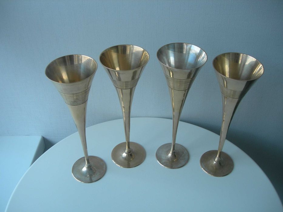 Бокалы, бронза, Англия, большие, h 24 см, 4 шт
