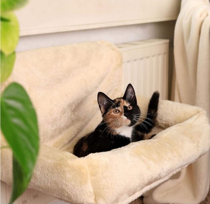 legowisko dla kota lionto cb00291 z pluszowym pokrowcem, beżowe