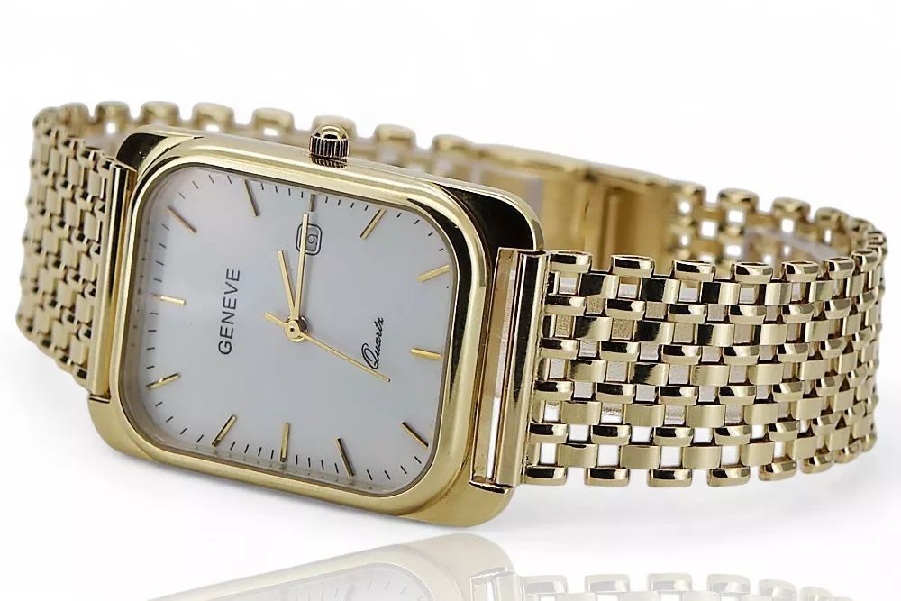 Złoty zegarek męski 14k Geneve z białą tarczą mw001ydw&mbw004y Kraków