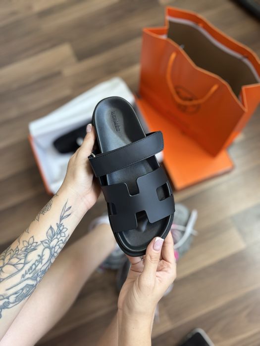Жіночі тпочки Hermes Chypre Slippers Black Brown Pink
