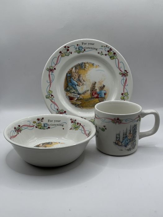 Porcelanowy 3 - częściowy zestaw śniadaniowy Peter Rabbit firmy Wedgwood