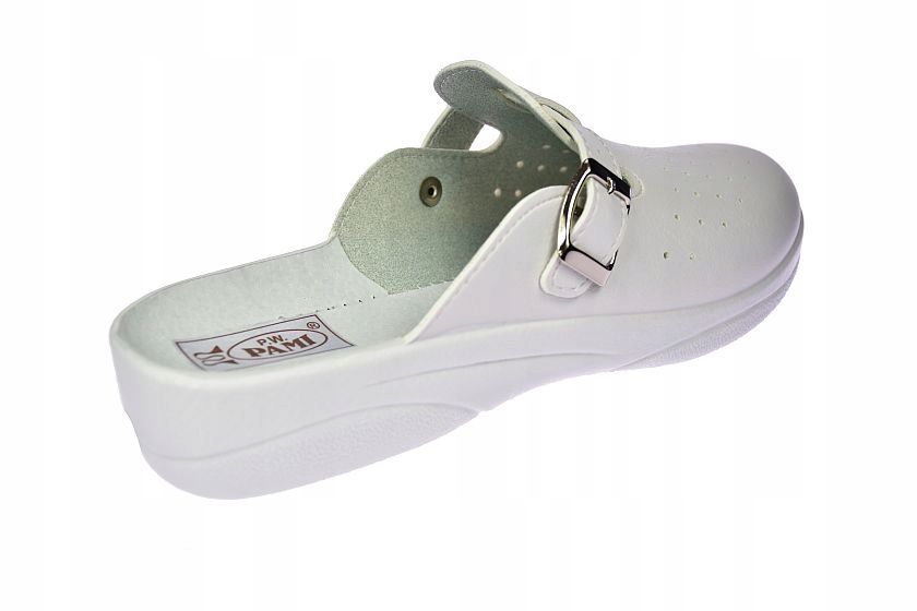 Klapki Medyczne Damskie Biale Skora Wkladka Polskie Pami Top-1S 37