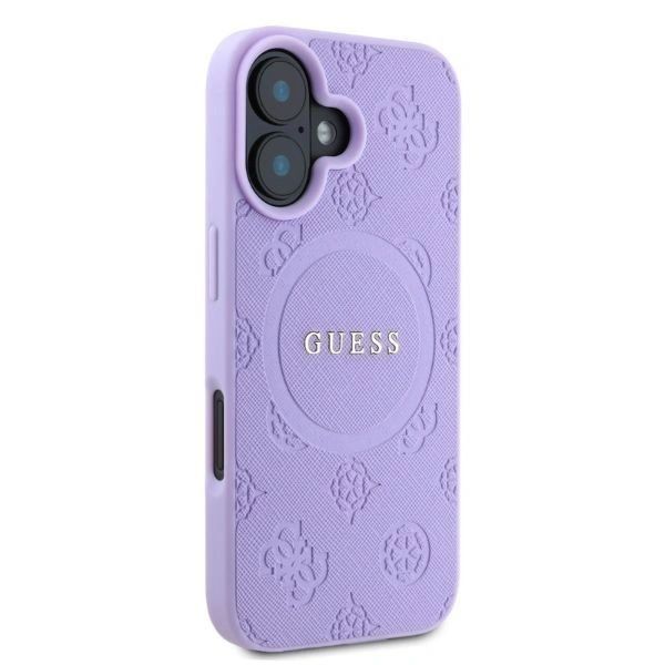 Etui Guess do iPhone 16 MagSafe Hardcase Saffiano Peony Logo Violet