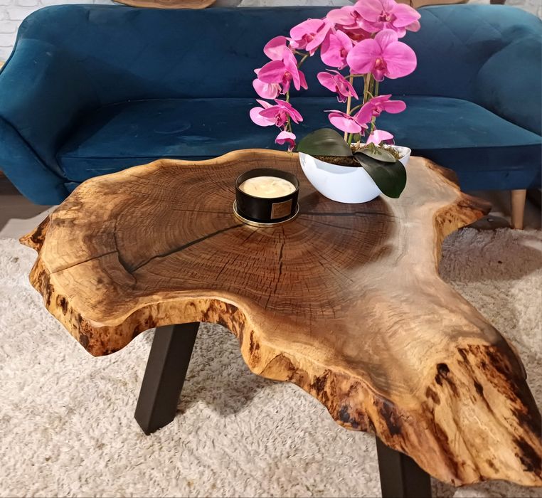 Stolik kawowy 100x92cm plaster drewna loft