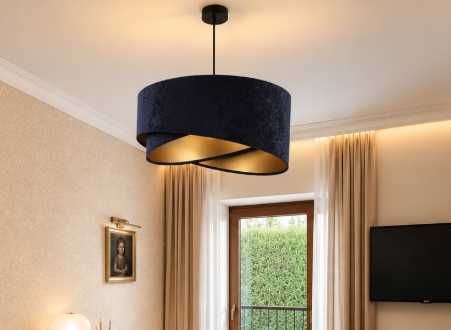 granatowa lampa z żarówką
