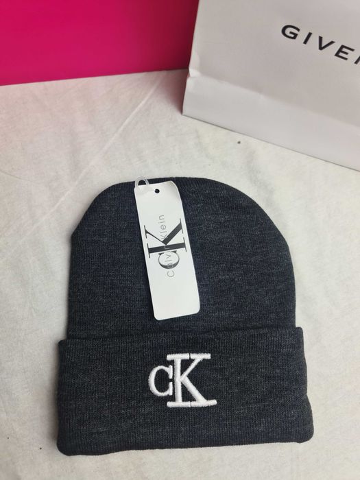 Czapka czapki zimowe męskie damskie Calvin Klein premium grafitowa