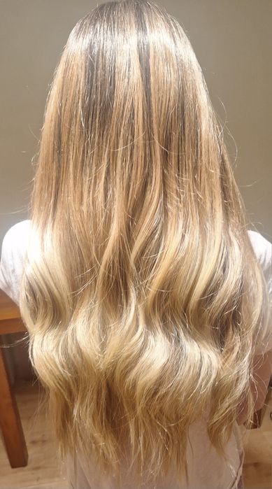 3 Peruki syntetyczne, zestaw, komplet. Długie blond, ombre brąz i rude