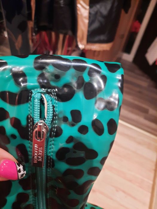 Kozaki  muszkieterki  Steve Madden  panterka  zielona skóra  eko  38