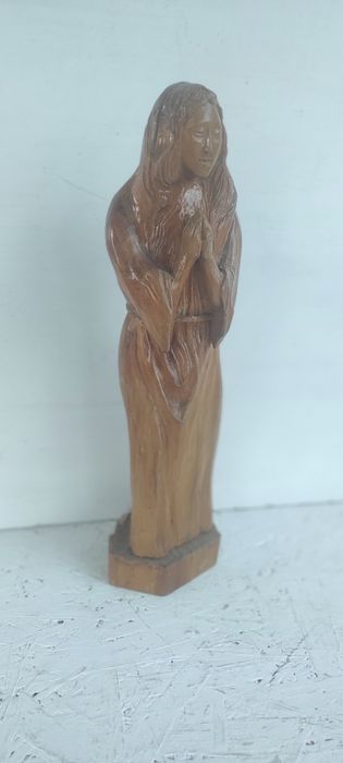 Figura Matka Boska Madonna Modlitwa Rzeźba Drewno sygnowana