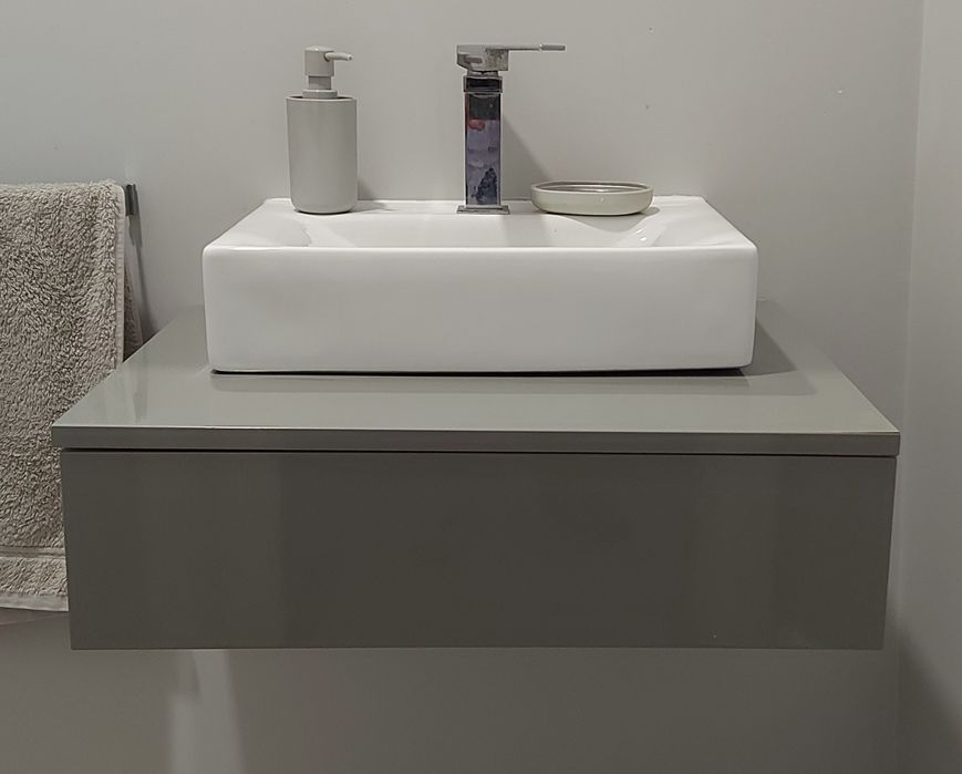 Móvel Wc de Bancada 60 Cm Cinza com Gaveta Click Marca Ctesi /// Novo