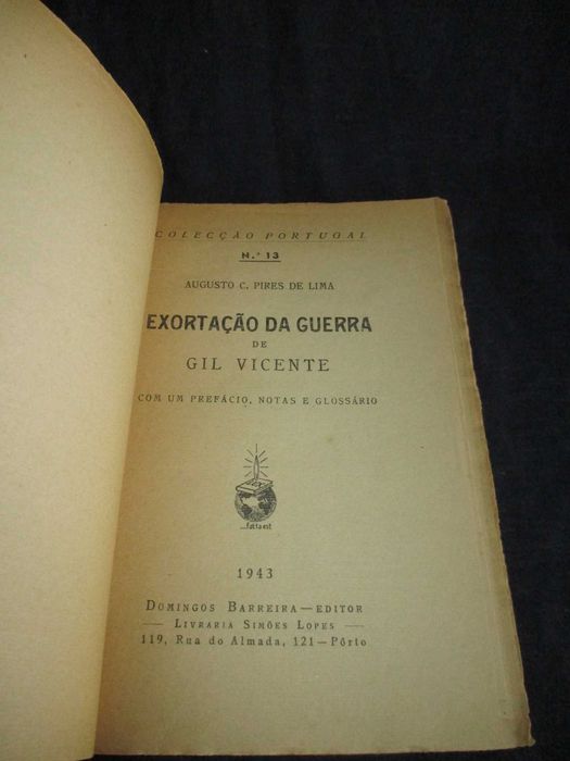 Livro Exortação da Guerra de Gil Vicente Augusto C. Pires de Lima