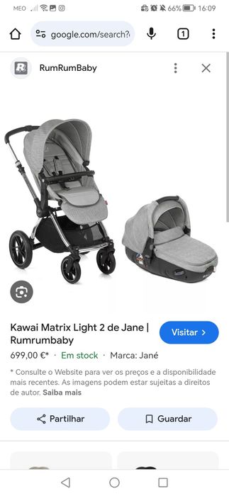 Carrinho bebé JANÉ Kawai com alcofa como novo