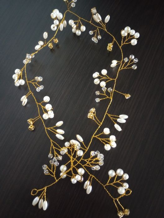 Złota ozdoba do fryzury ślubnej, dla Pani młodej